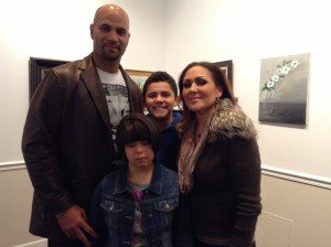 The Pujols family, appearing at the University Club on Tuesday, from left to right: Albert, Isabella, A.J. and DeeDee. (Three more children did not accompany them on the trip to Nashville.)
