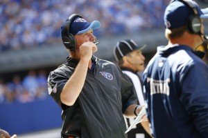 Titans coach Ken Whisenhunt surveys his team from the sidelines. PHOTO COURTESY OF DONN JONES/TENNESSEE TITANS