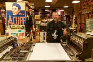 Master Printer Jim Sherraden has loyally steered the ship at Hatch Show Print for over 30 years. PHOTO BY RUSS CORLEY