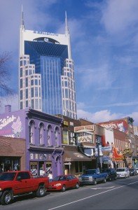 Nashville’s famous purple Tootsie’s Orchid Lounge can be spotted on Broadway. COURTESY OF NASHVILLE CONVENTION AND VISITORS CORPORATION