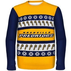 This year, the NHL has offered consumers a chance to purchase an array of ugly knit sweaters for the holidays. A number of folks show this beauty off around Bridgestone Arena! Credit: nhl.com