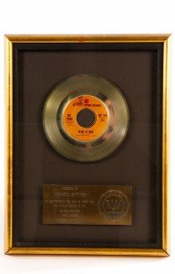 This award for Neil Young's 1972 chart-topping single, "Heart of Gold," was given to Nashville session drummer Kenny Buttrey, one of many musicians honored in the new Hall of Fame exhibit.
