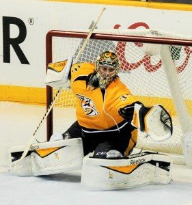 Pekka Rinne rebounded from a first game double overtime loss to backstop the Preds to victory in Game Two. PHOTO COURTESY SLAPSHOT RADIO