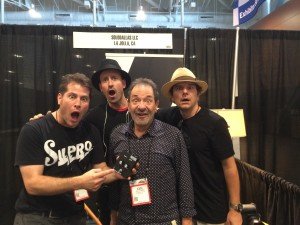 From L to R: David Koltai (Pigtronix/Supro Amps), Goose, Ken Schaffer, Fin Olivieri (SoloDallas) - Not pictured, but happily replicating his classic guitar sound: Angus Young (AC/DC) PHOTO COURTESY: Marc Nathan