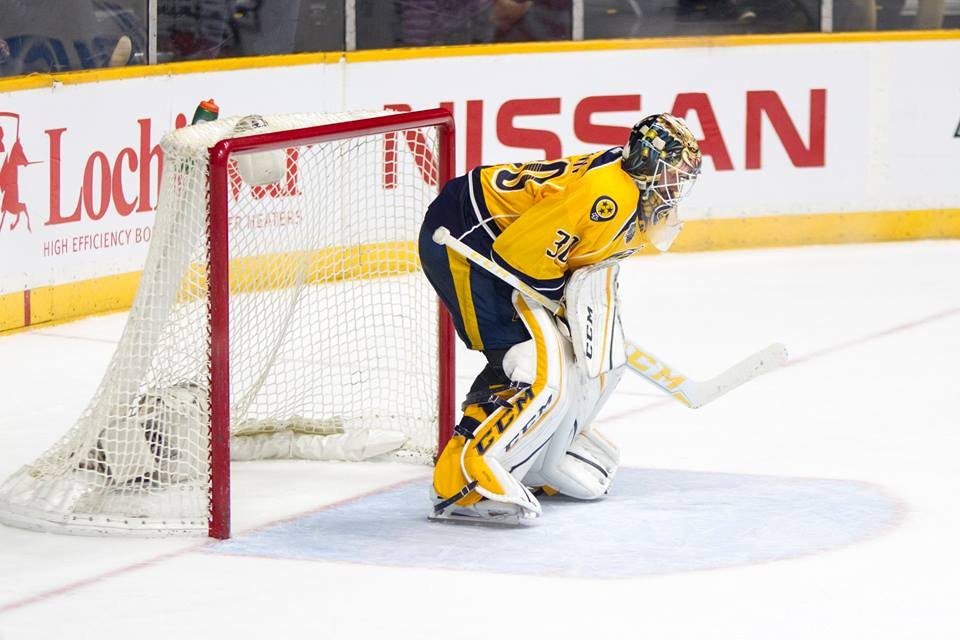 Preds backup netminder Carter Hutton has been solid in limited duty this year, with a 6-2-2 record and a solid save percentage of .922 - Hutton backstopped the Preds to a 3-2 win in Toronto last night. PHOTO BY DAVID McCARGAR