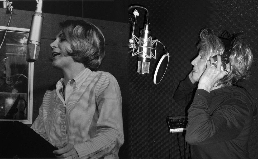 Jeannie Seely in the studio (March 1966) recording "Don't Touch Me," for which she won a Grammy Award in 1967, and Jeannie 50 years later (March 17, 2016) recording a song for her new songwriter's project set for release later this spring. PHOTOS COURTESY RON HARMAN