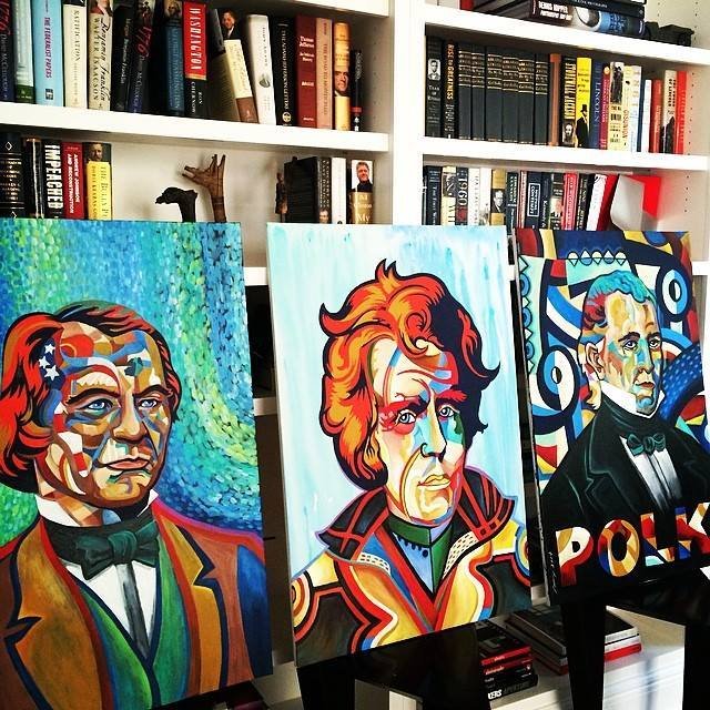 Gray's paintings of early presidents, including Tennessee's own Andrew Jackson. PHOTO COURTESY OF BOB GRAY