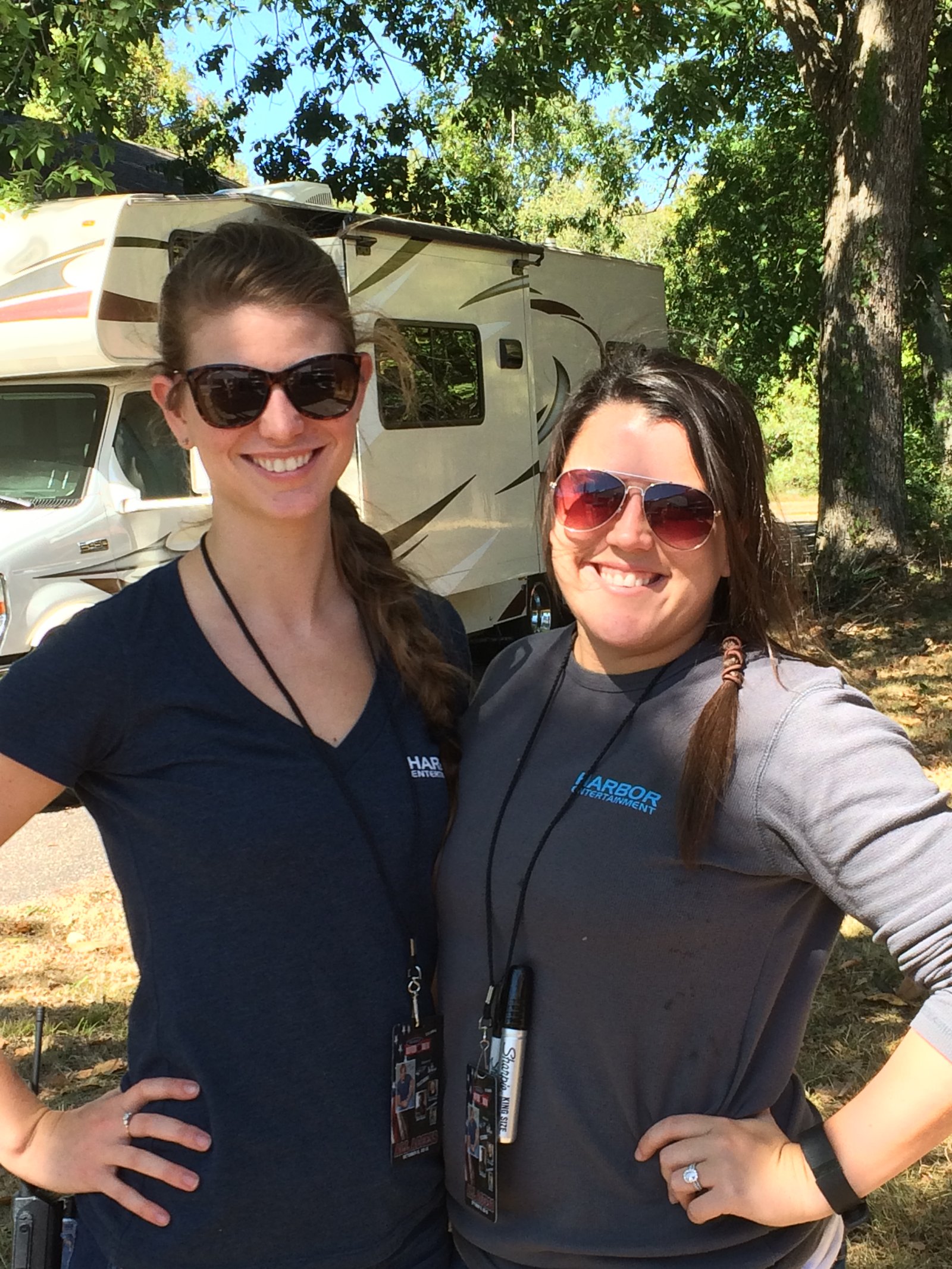 Kasey Lowry and Harbor teammate Shanna Griffin await showtime after two days of onsite preparation. PHOTO BY STEVE MORLEY