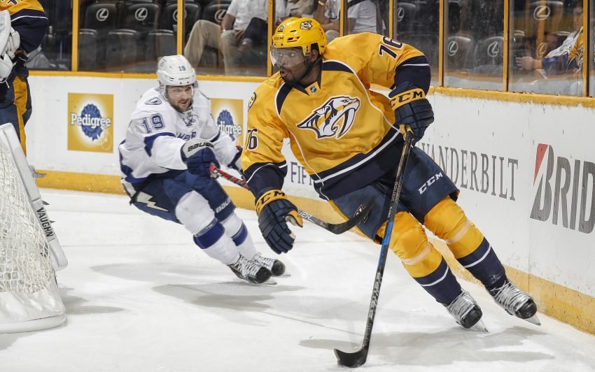 P.K. wasted no time electrifying the Bridgestone Arena fans when he scored the first goal of the Preds 2016-17 season. PHOTO COURTESY NASHVILLE PREDATORS